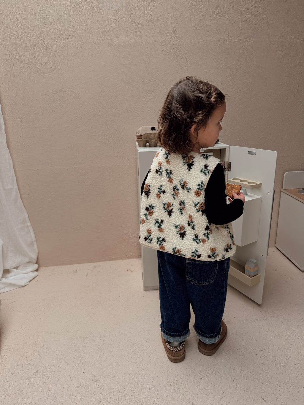 Gilet Flo - écru à motif fleuri