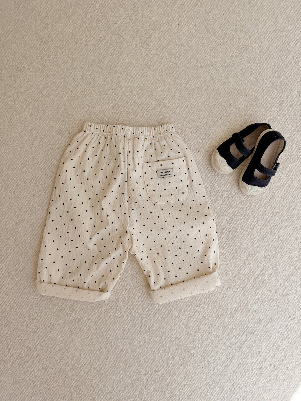 Trousers Patty - ecru with polka dots