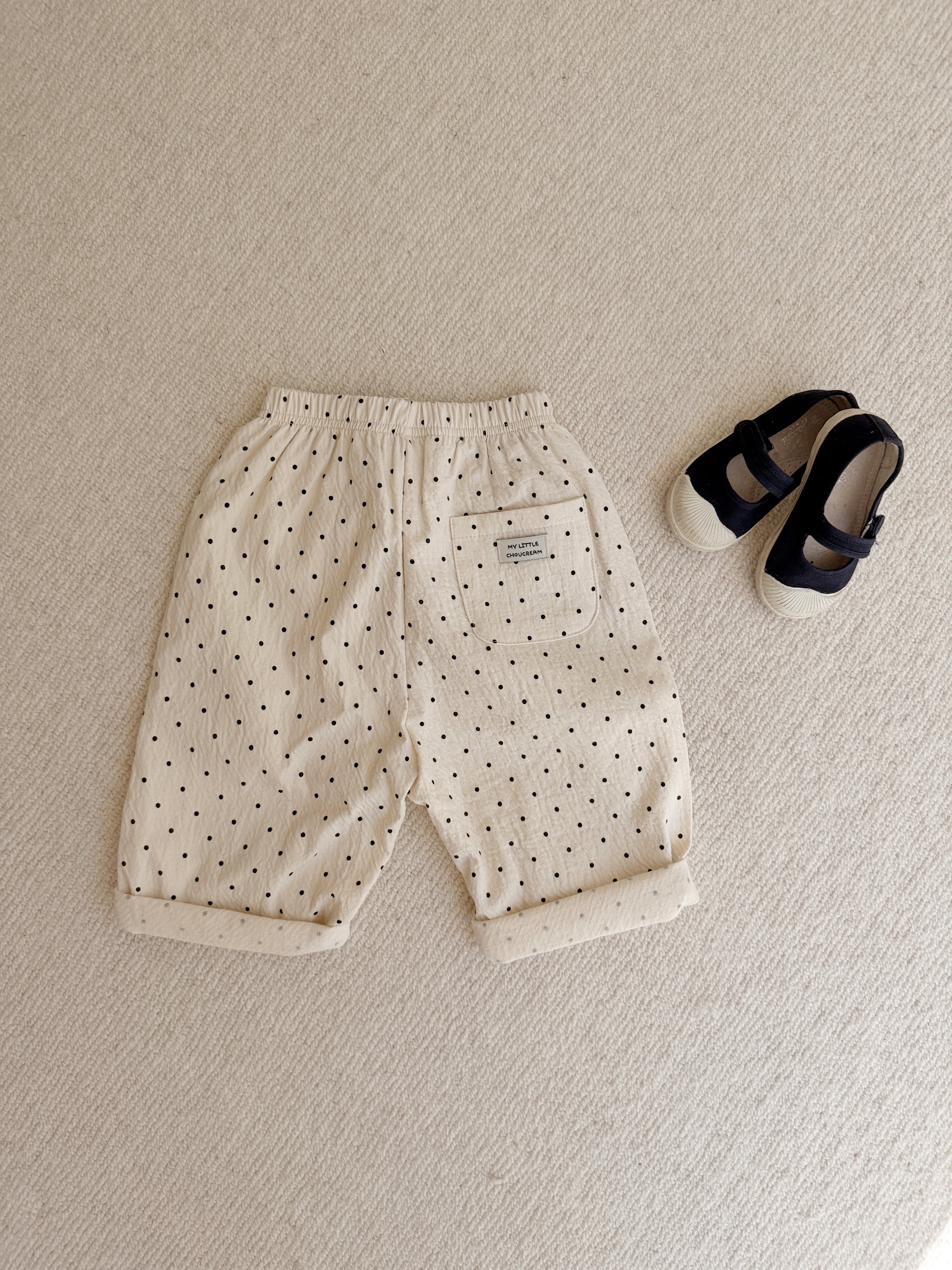 Trousers Patty - ecru with polka dots