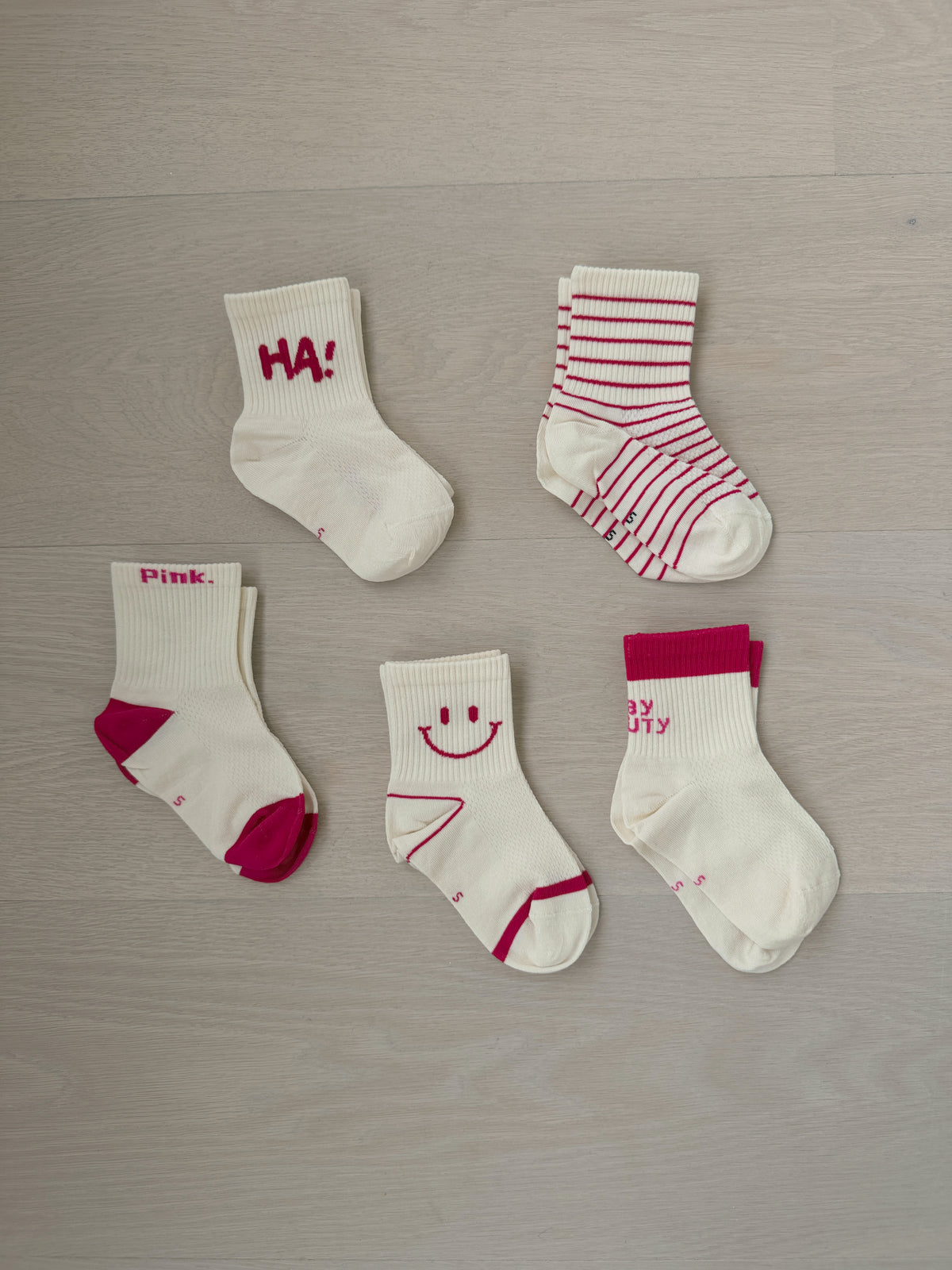 Chaussettes Jacob - écru et fuchsia