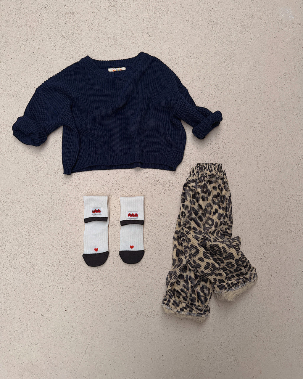 Chaussettes Coeurs - écrues et bleues