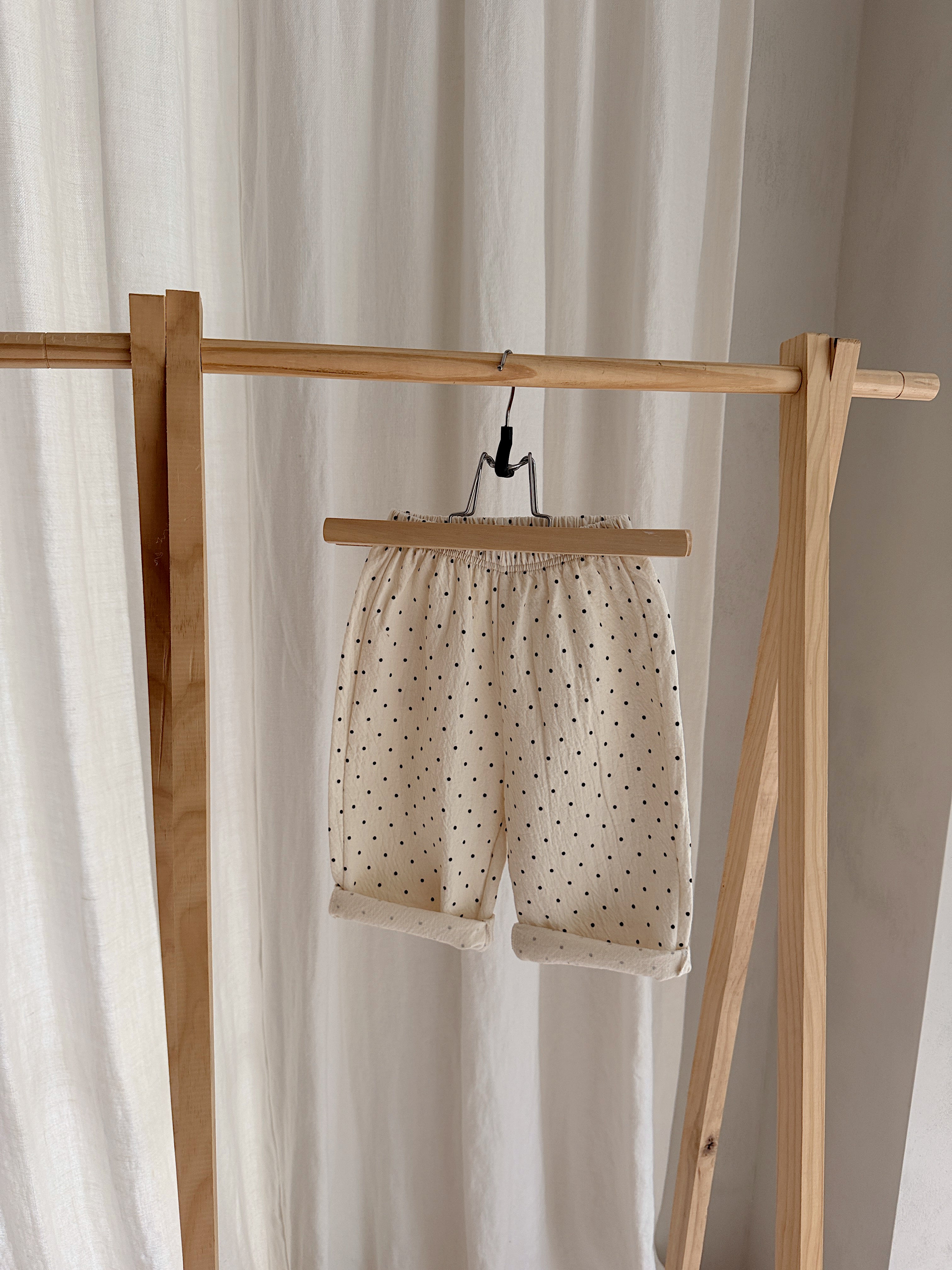 Trousers Patty - ecru with polka dots