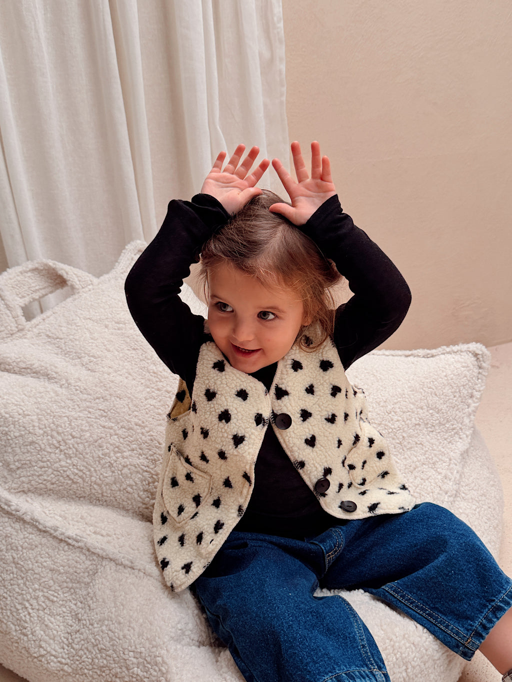 Gilet Flo - écru à motif coeur