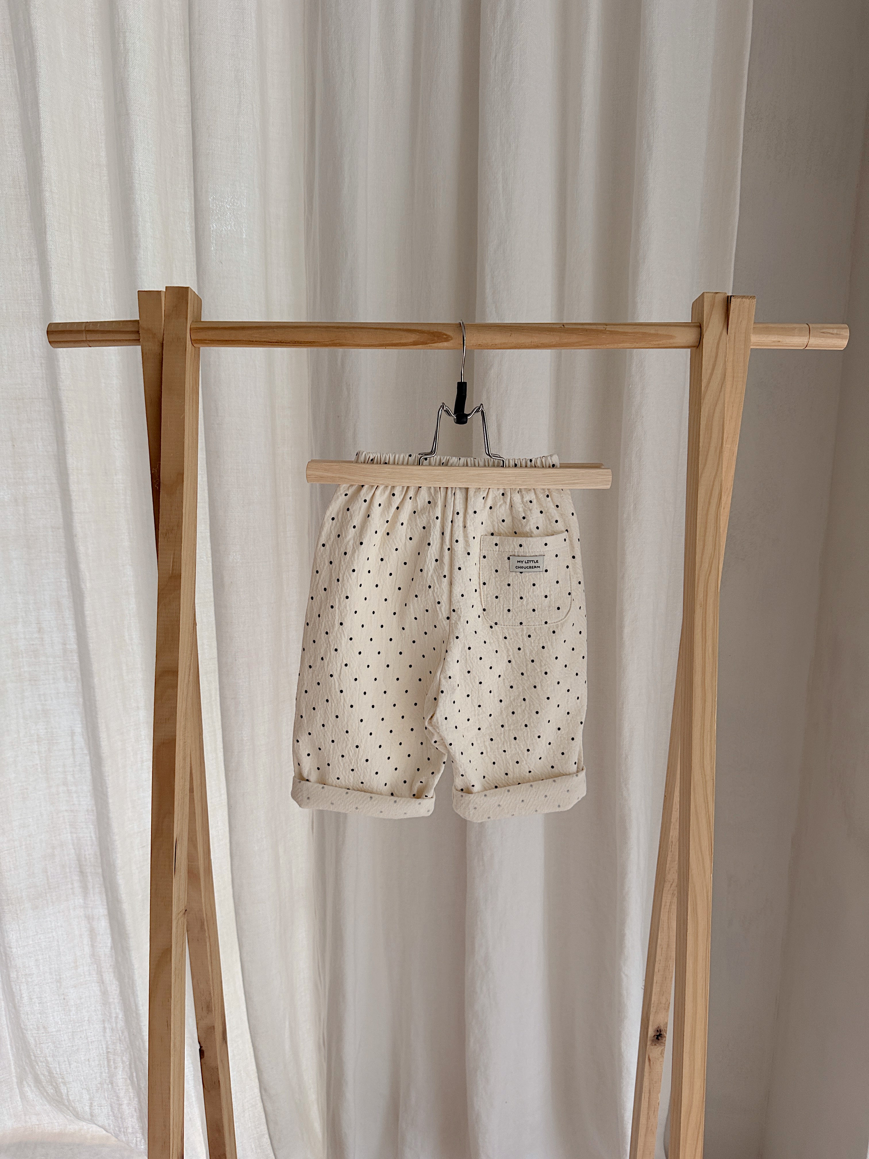 Trousers Patty - ecru with polka dots