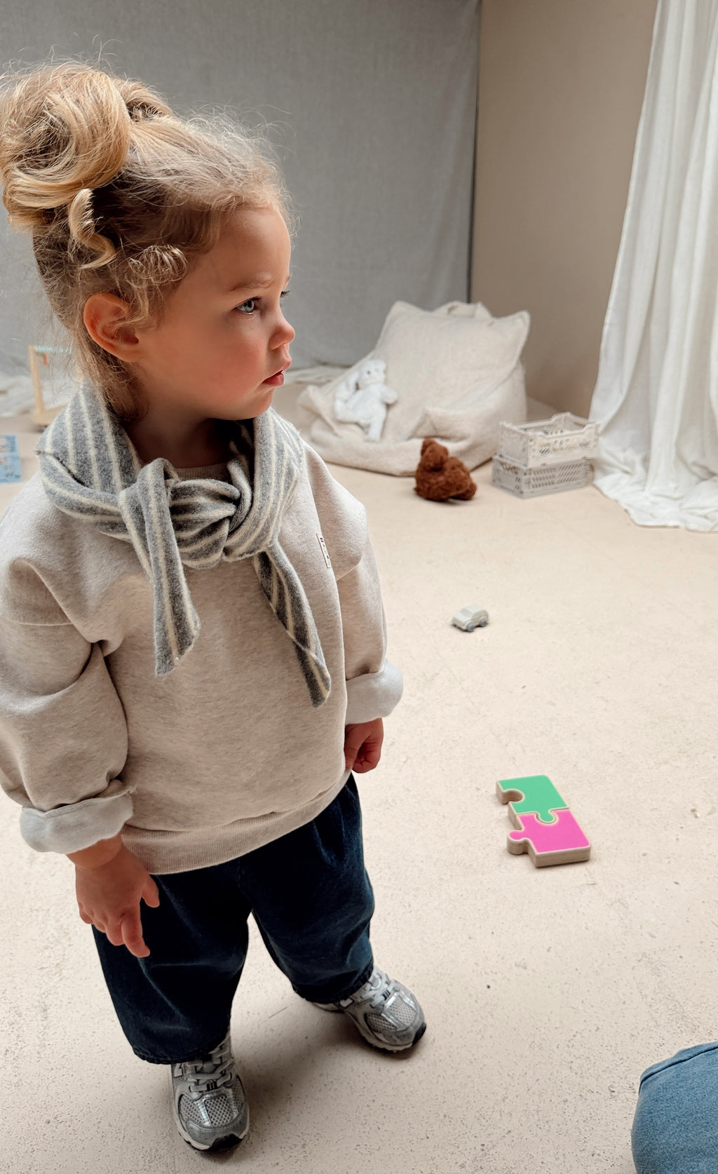 Echarpe Stripy - gris et écru