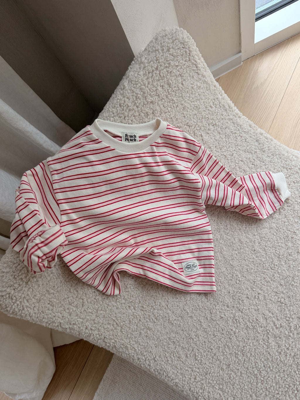 Sweater Salomé - ecru with pink stripes