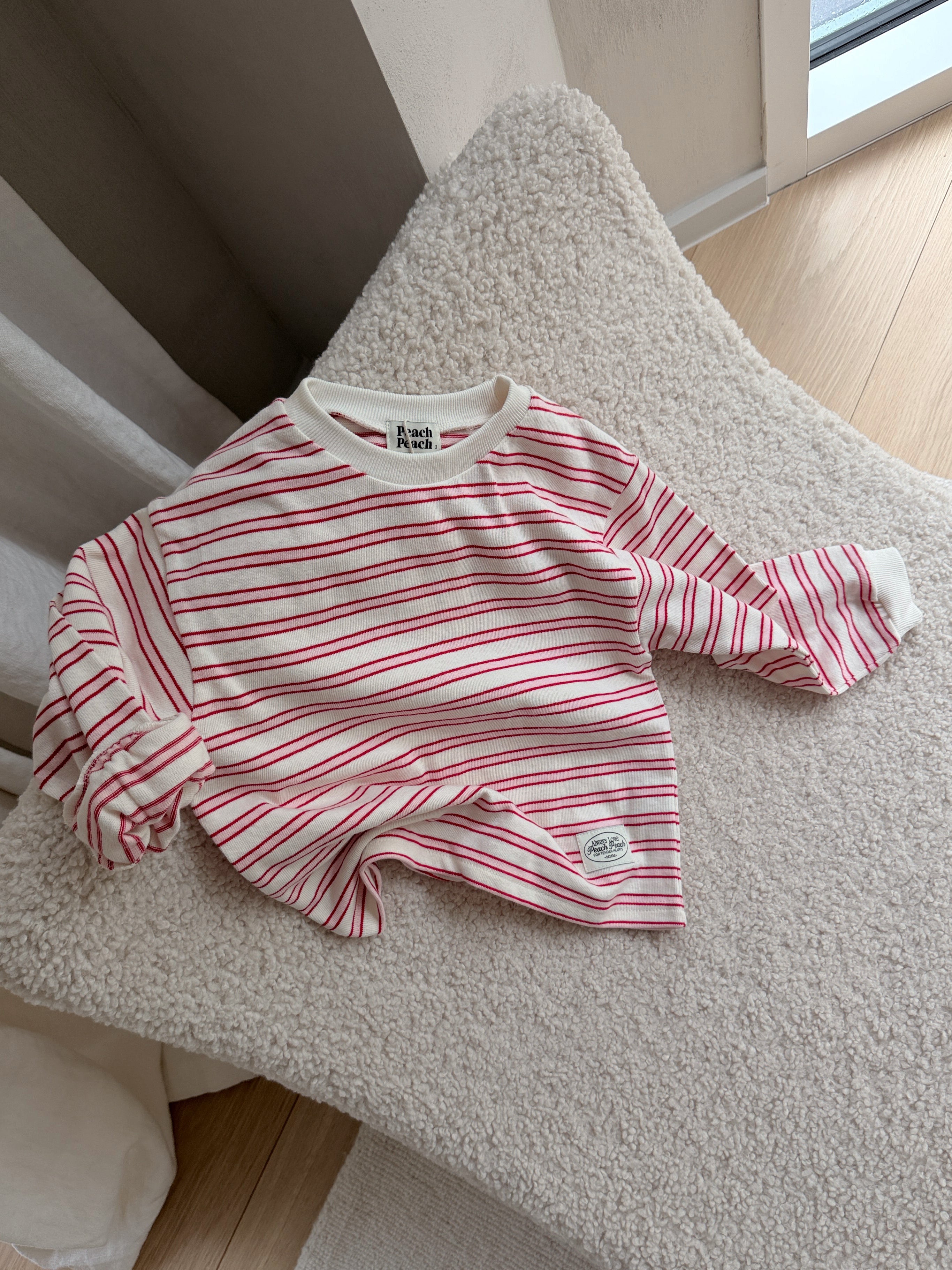 Sweater Salomé - ecru with pink stripes