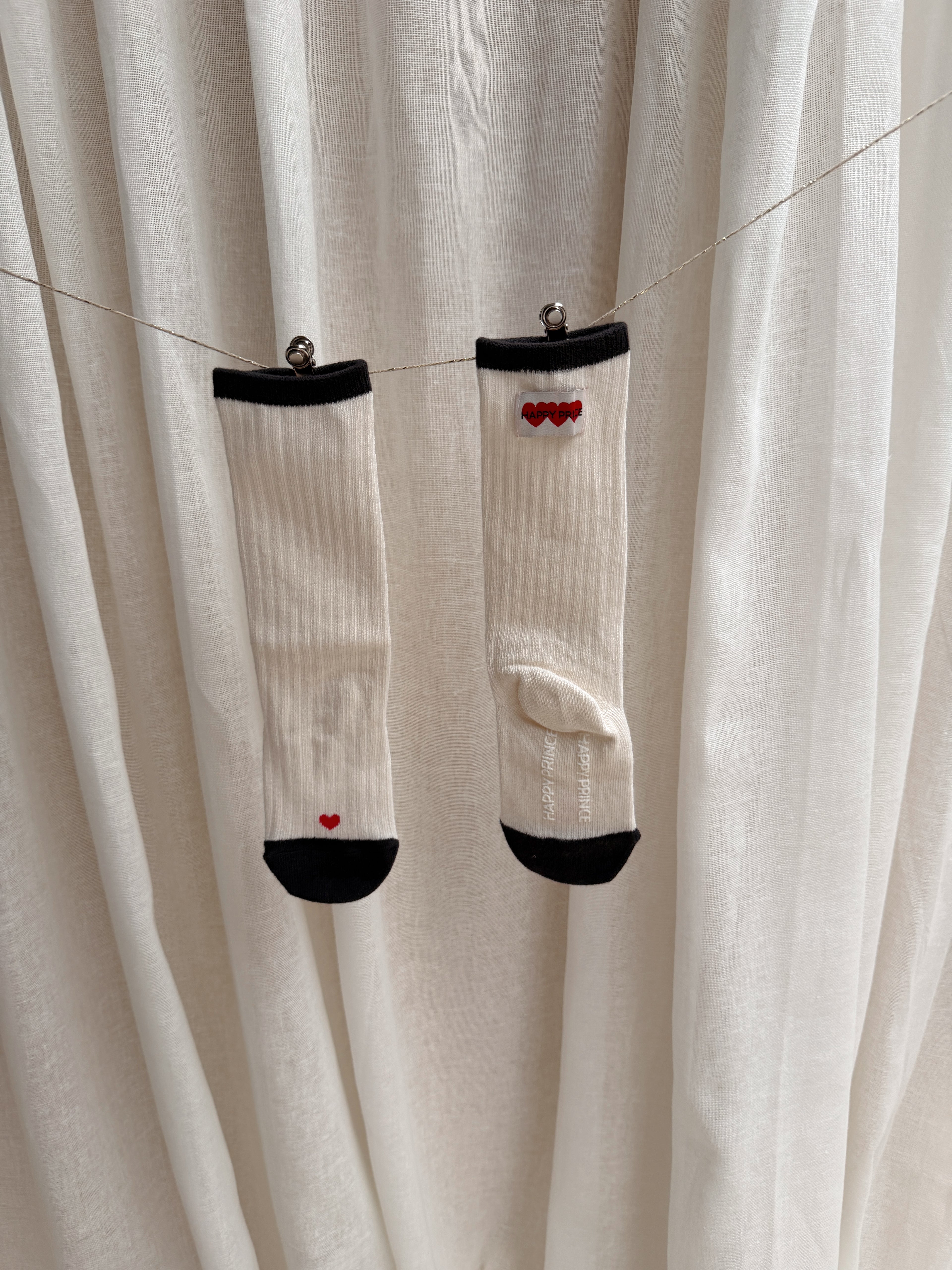 Chaussettes Coeurs - écrues et bleues