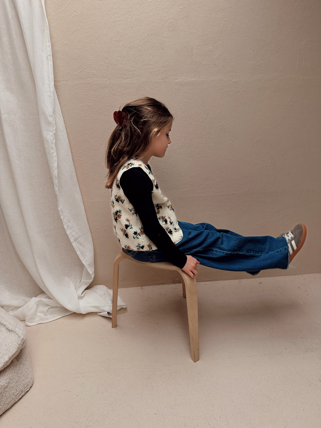 Gilet Flo - écru à motif fleuri