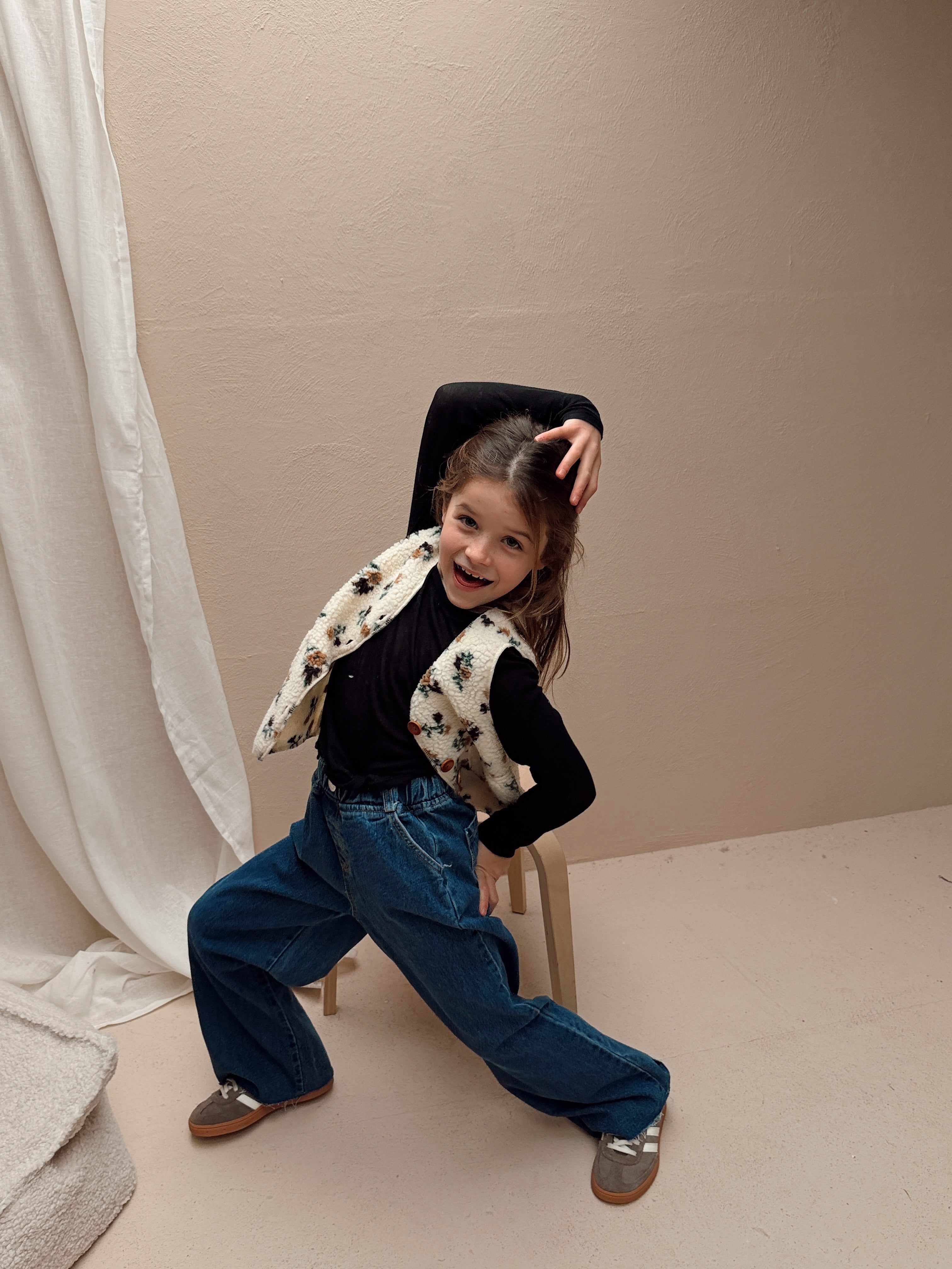 Gilet Flo - écru à motif fleuri