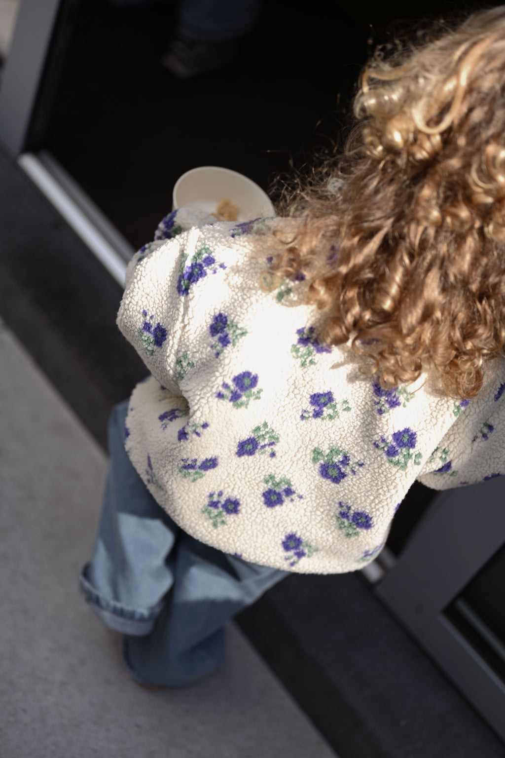 Veste Louisa - écru à fleurs mauve