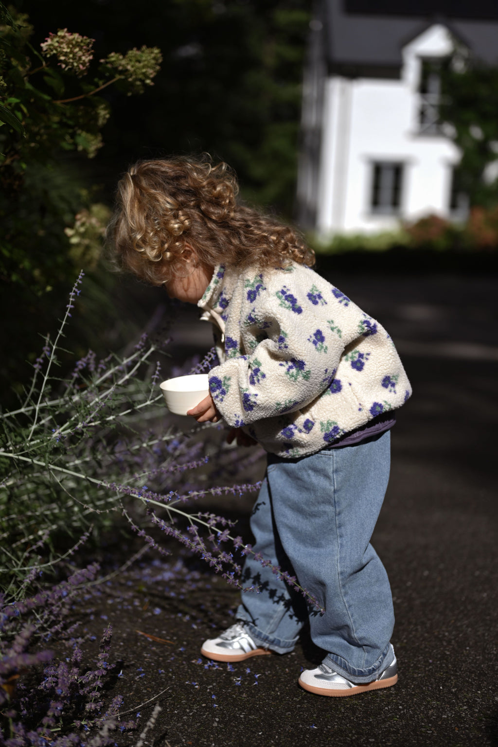 Veste Louisa - écru à fleurs mauve