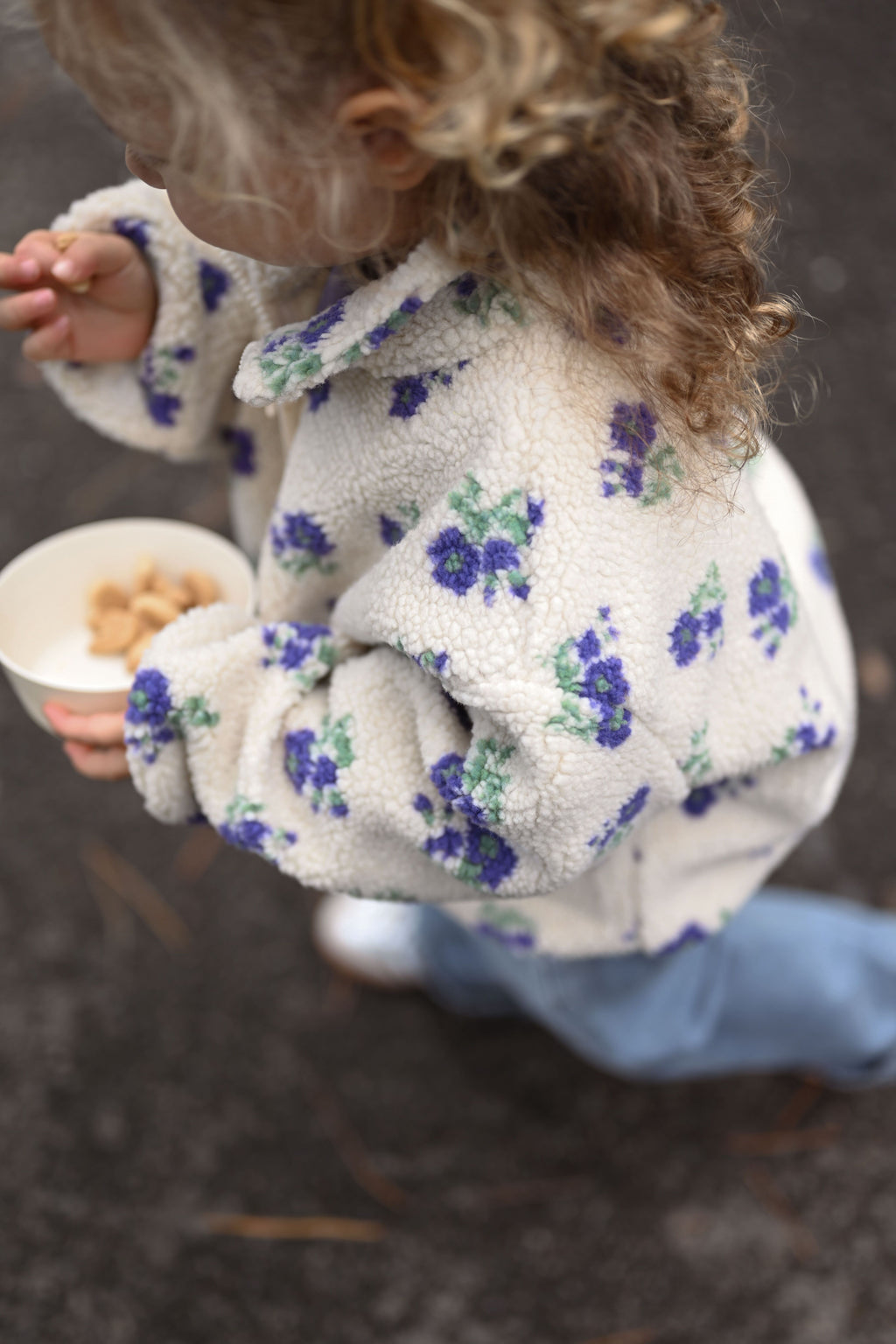 Veste Louisa - écru à fleurs mauve