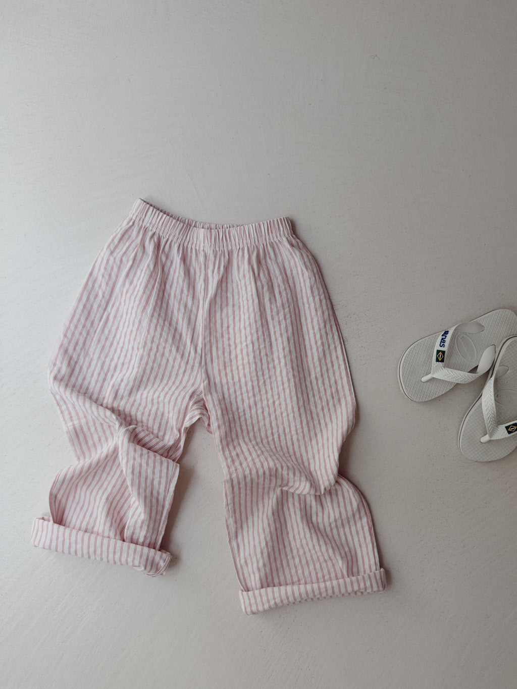 Pantalon Stan - écru à lignes roses