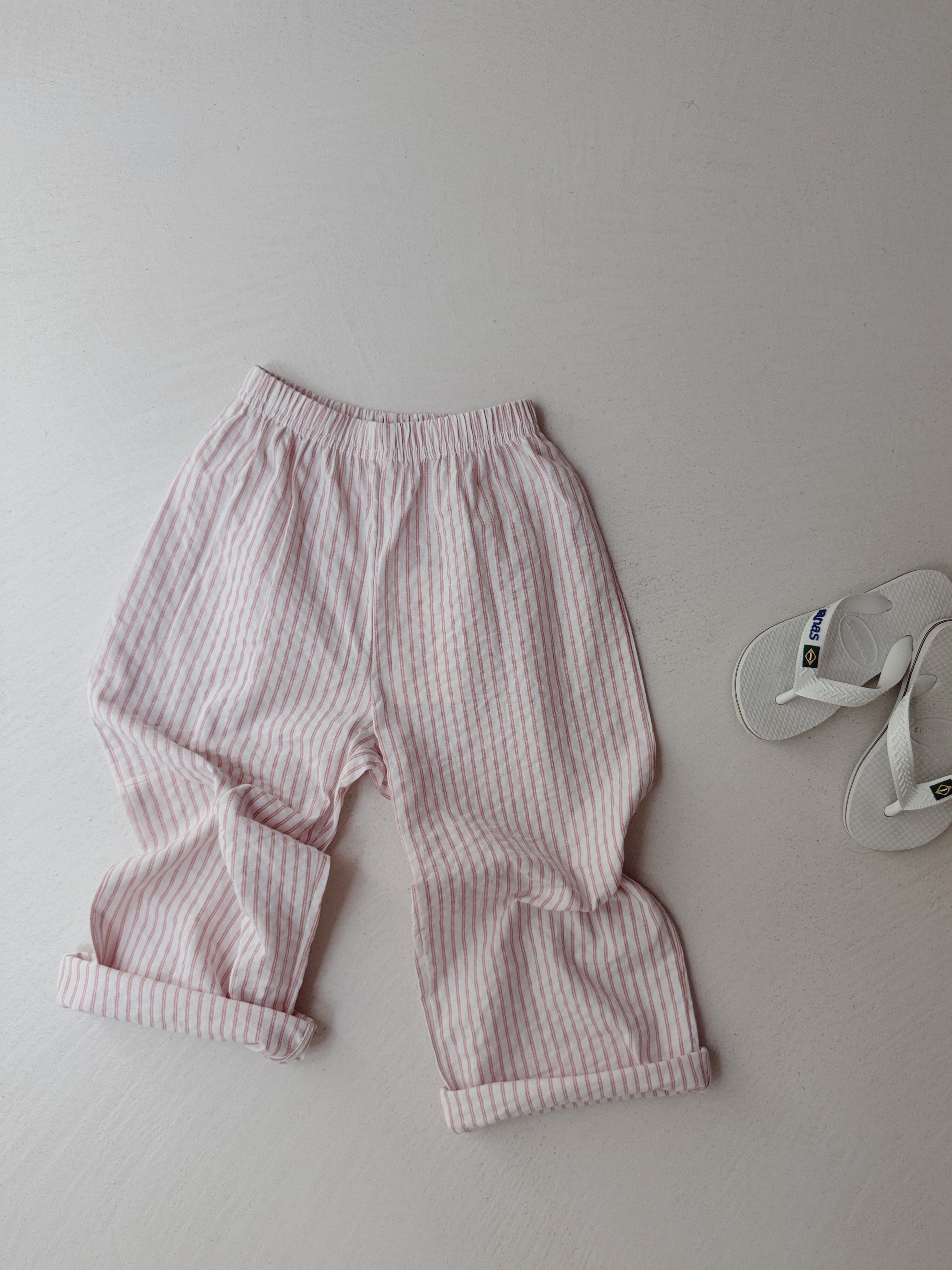 Pantalon Stan - écru à lignes roses