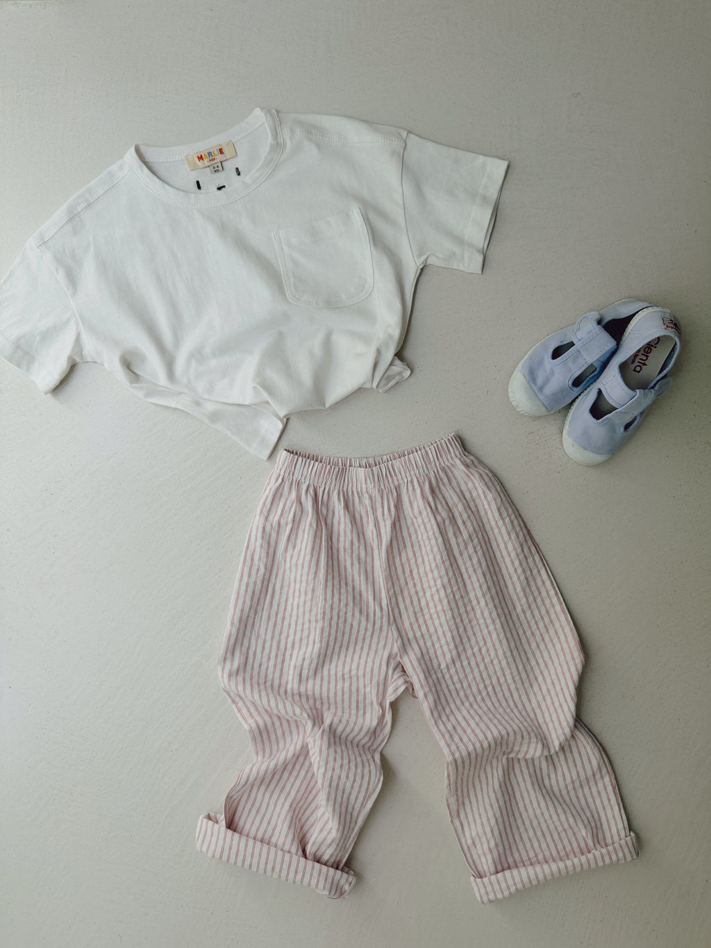 Pantalon Stan - écru à lignes roses