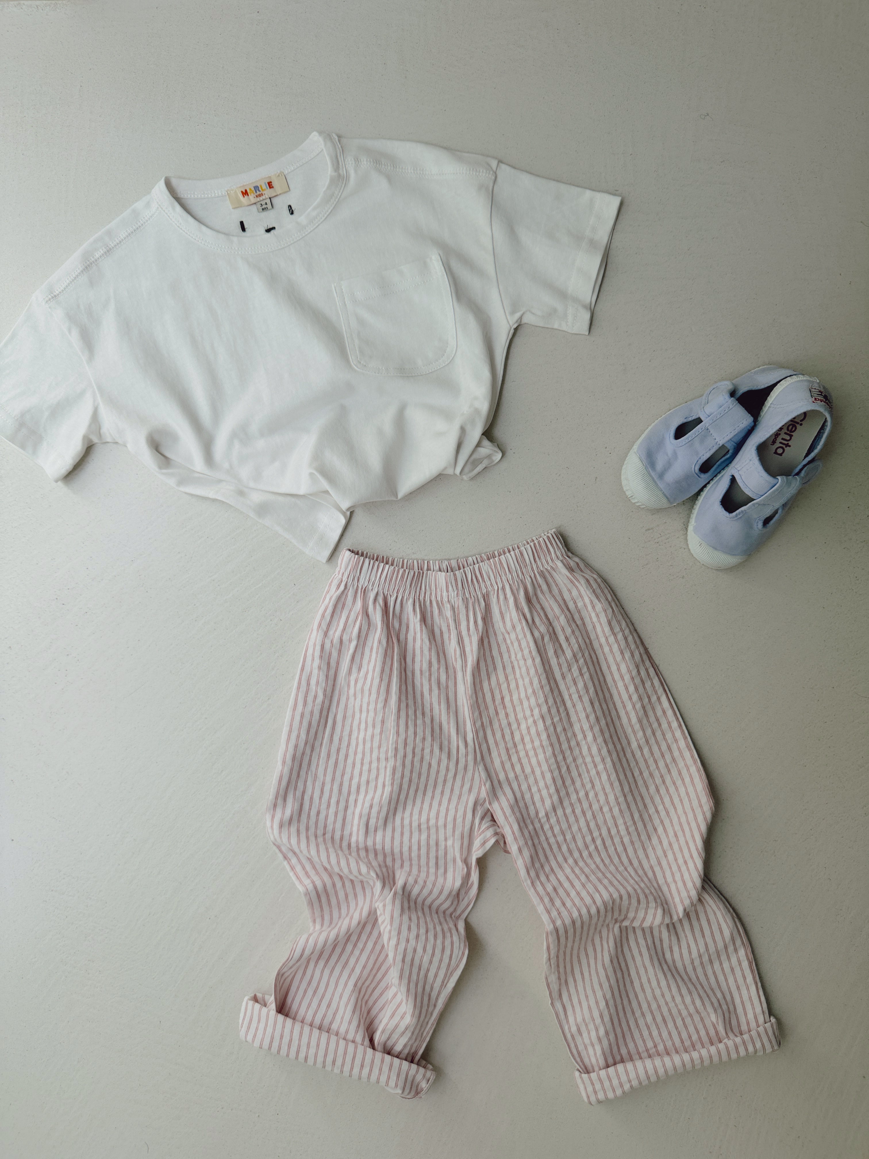 Pantalon Stan - écru à lignes roses